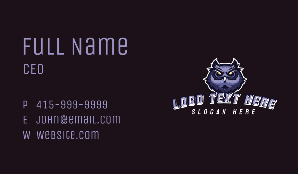 Owl Bird Gaming Business Card Design Image Preview