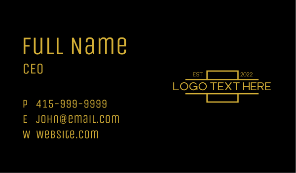 Gold Geometric Wordmark Business Card Design Image Preview