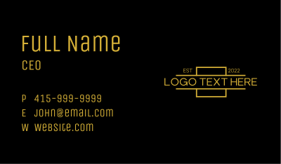 Gold Geometric Wordmark Business Card Image Preview