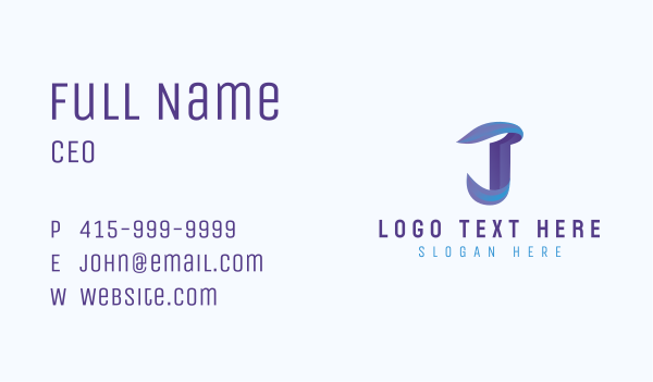 Gradient Modern Letter J Business Card Design Image Preview