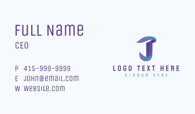 Gradient Modern Letter J Business Card Image Preview