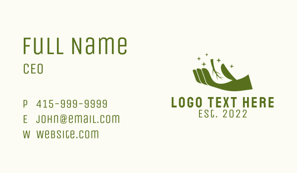 Green Hand Garden Herb  Business Card Design Image Preview
