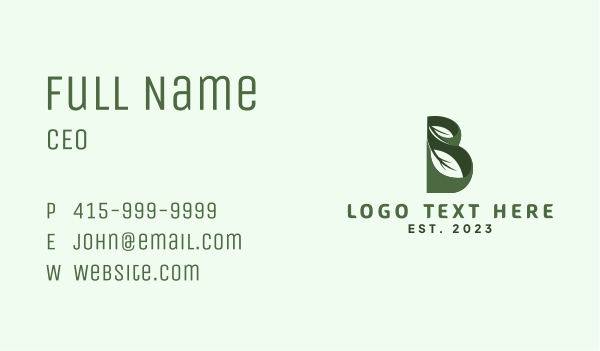 Botanical Leaf Letter B  Business Card Design Image Preview