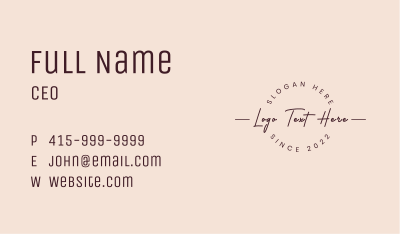 Feminine Script Wordmark Business Card Image Preview