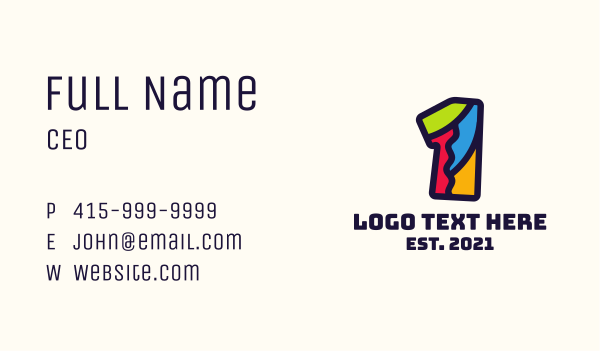 Colorful Number 1 Business Card Design Image Preview