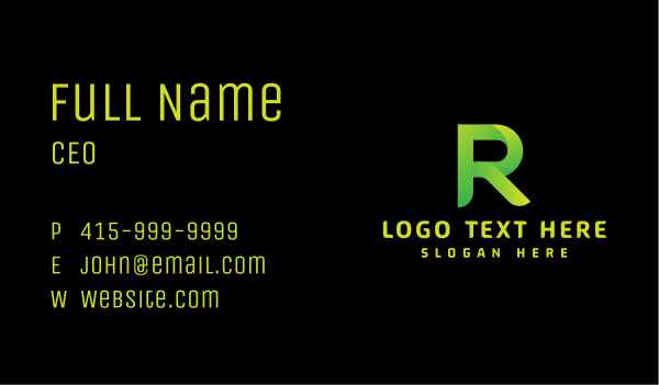 Green Letter R Business Card Design Image Preview