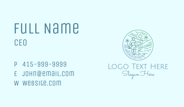 Surfer Tropical Island  Business Card Design Image Preview