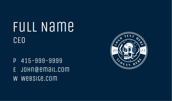 Smoking DJ Skull Business Card Design Image Preview