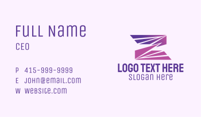 Modern Purple Letter Z Business Card