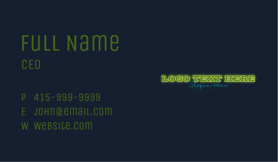 Neon Glow Wordmark Business Card Image Preview