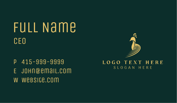 Golden Peacock Bird Business Card Design Image Preview