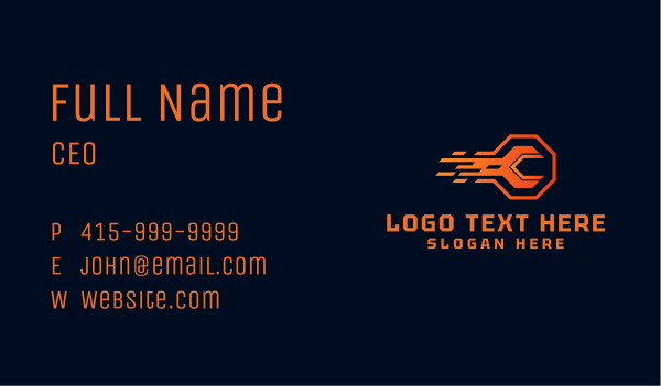 Orange Express Wrench Business Card Design Image Preview