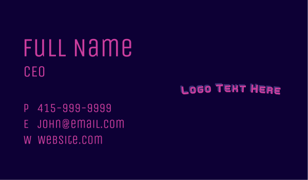 Pink Retro Wordmark Business Card Design Image Preview