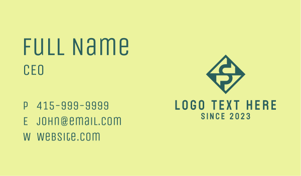 Geometrical Green Letter S  Business Card Design Image Preview