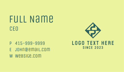 Geometrical Green Letter S  Business Card Image Preview