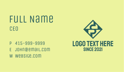 Geometrical Green Letter S  Business Card
