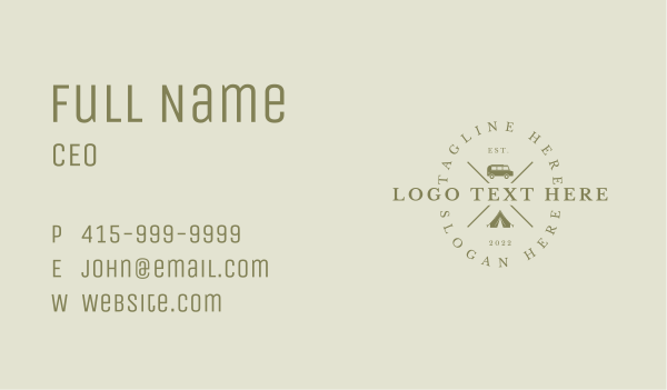 Hipster Camping Equipment Business Card Design Image Preview