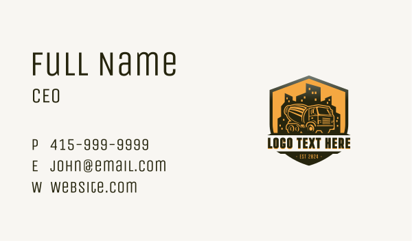 Trucking Concrete Truck Business Card Design Image Preview