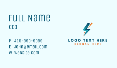 Gradient Electric Bolt Business Card Image Preview