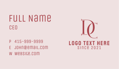 Red D & C Monogram  Business Card