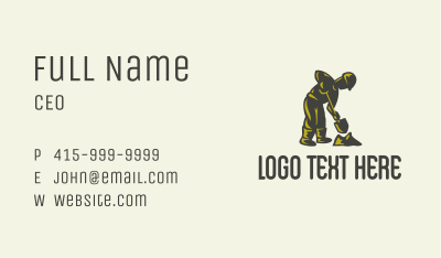 Construction Worker Silhouette Business Card