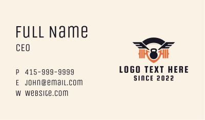 Hipster Kettlebell Wings Business Card Image Preview