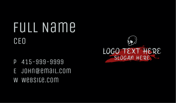 Skull Red Splash Wordmark Business Card Design Image Preview
