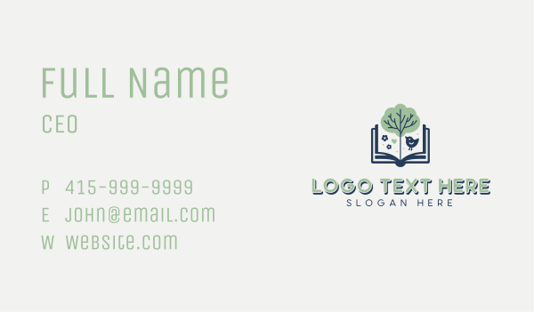 Educational Nature Book Business Card Design Image Preview