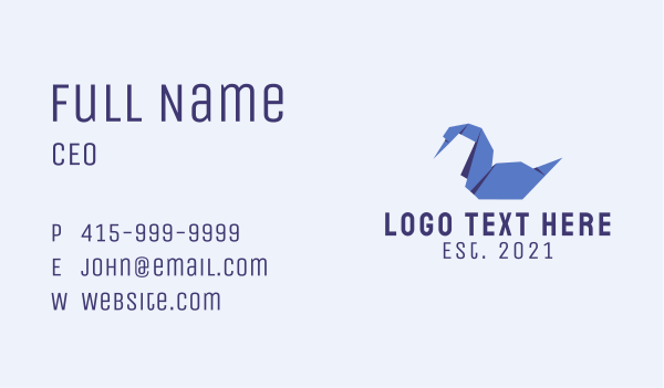 Blue Duck Origami  Business Card Design Image Preview