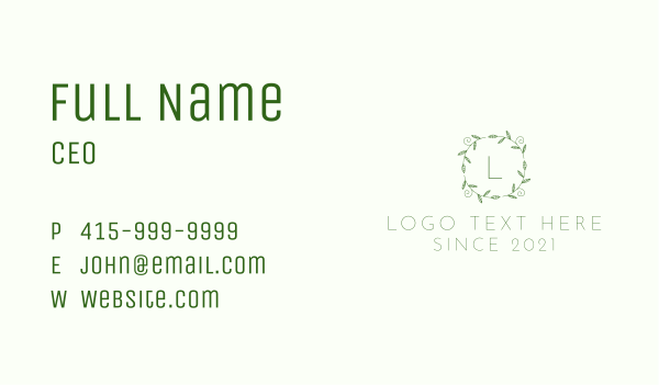 Garden Vine Lettermark Business Card Design Image Preview