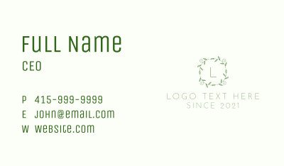 Garden Vine Lettermark Business Card Image Preview