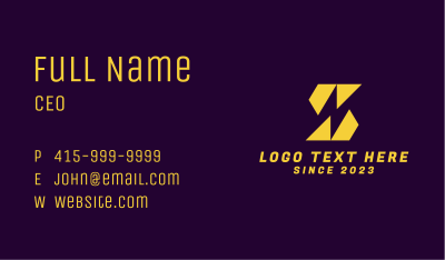 Yellow Electric Letter N Business Card Image Preview