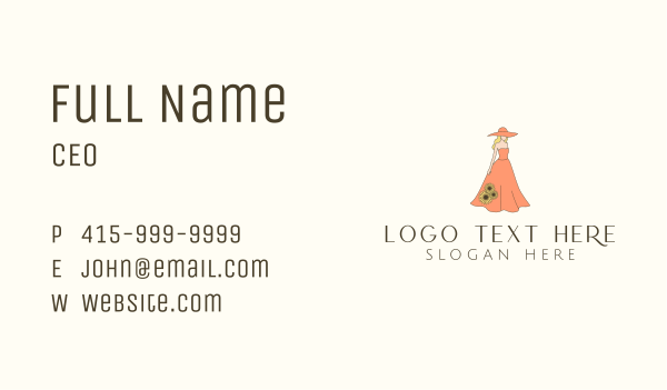 Woman Floral Dress Business Card Design Image Preview