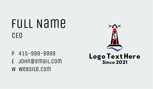 Lighthouse Coastal Beacon  Business Card Design Image Preview