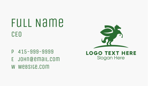 Green Pegasus Leaf Business Card Design Image Preview