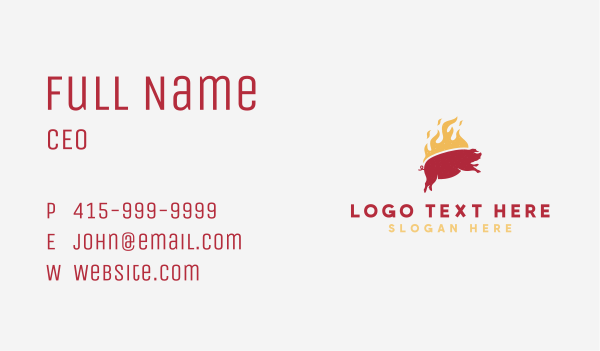 Flaming Pork Barbecue Grill Business Card Design Image Preview