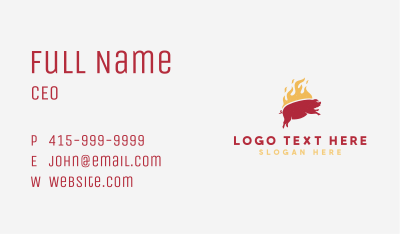 Flaming Pork Barbecue Grill Business Card Image Preview