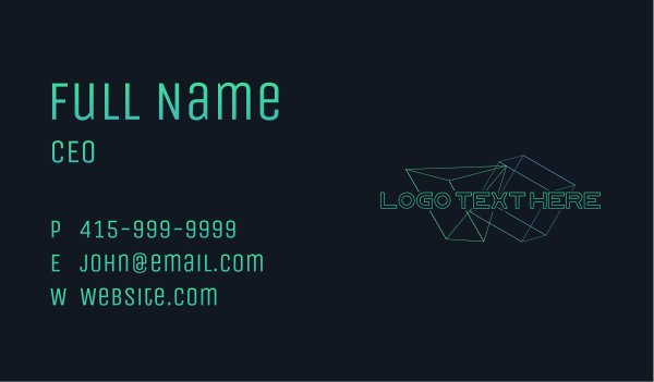 Green Geometric Tech Wordmark Business Card Design Image Preview