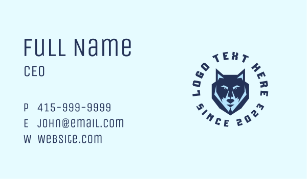 Tough Blue Wolf Business Card Design Image Preview