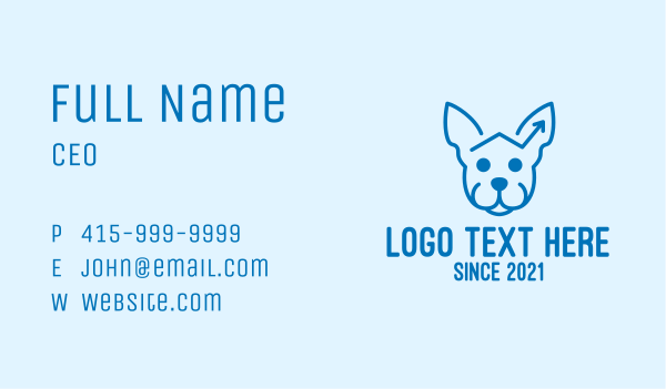 Blue Dog Monoline Arrow Business Card Design Image Preview