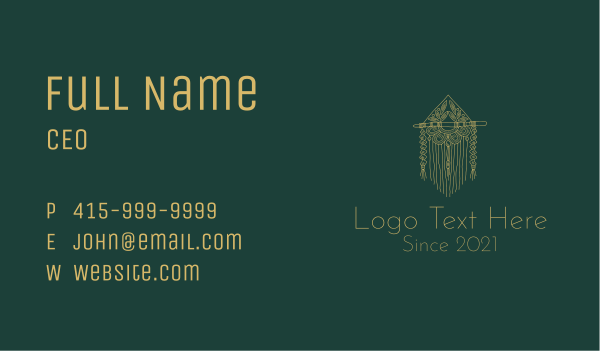 Nature Wall Hanging Macrame Business Card Design Image Preview