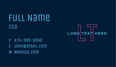 Neon Tech Letter Business Card Image Preview