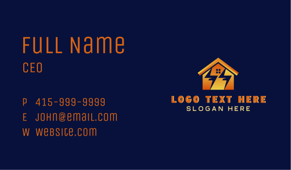 Lightning Bolt House Business Card Design Image Preview