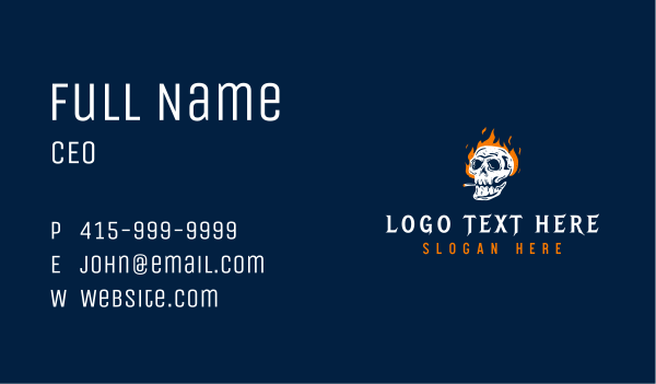 Skull Smoking Fire Business Card Design Image Preview