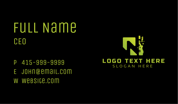 Pixel Tech Letter N Business Card Design Image Preview