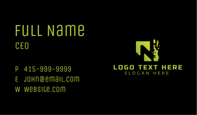 Pixel Tech Letter N Business Card Image Preview