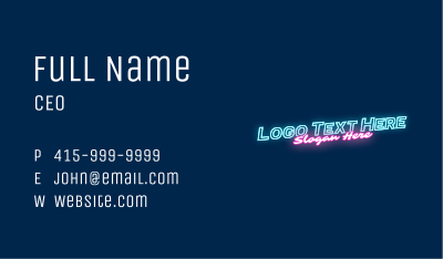 Tilted Neon Wordmark Business Card Image Preview