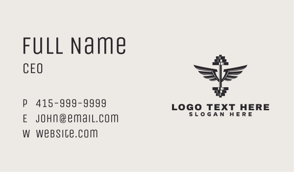 Gym Barbell Wings Business Card Design Image Preview