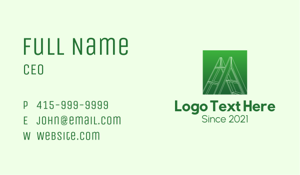 Green Carpentry Ladder Business Card Design Image Preview