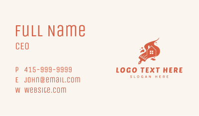 Orange House Paint Brush Business Card Image Preview